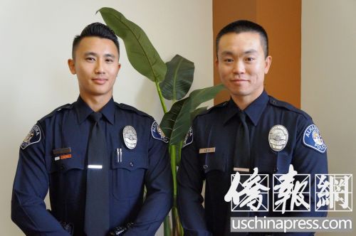 兩位華裔警官倪警員(左)和劉警員(右)。(阿罕布拉市警局提供)