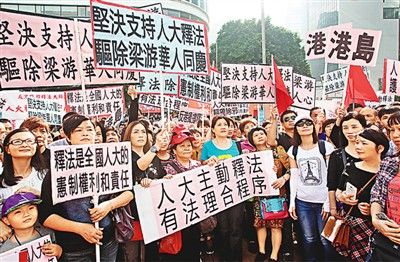 香港民眾集會(huì)支持人大釋法。(圖片來源:《文匯報(bào)》)