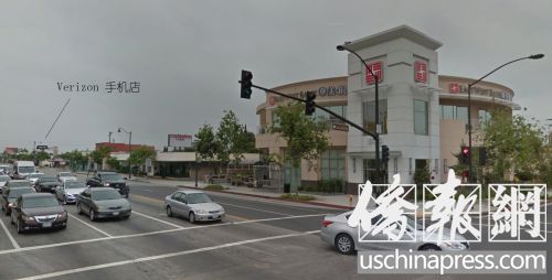 中國僑網(wǎng)警方因交通違章攔撿搶匪車輛的圣蓋博大街路口。(美國《僑報(bào)》摘自谷歌地圖)