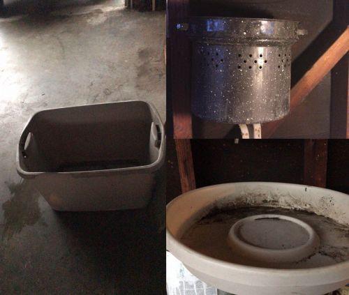 中國僑網(wǎng)靈女士把家中能用的容器都用來接雨。(美國《僑報》資料圖)