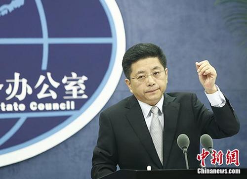 中國僑網(wǎng)資料圖:國臺(tái)辦發(fā)言人馬曉光。 中新社發(fā) 張浩 攝