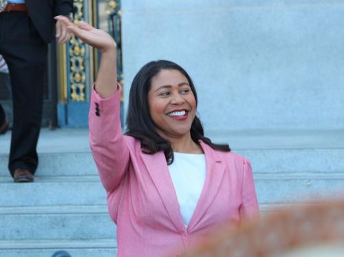 中國僑網布里德在舊金山市長大選中勝利。(美國《世界日報》/李晗 攝)