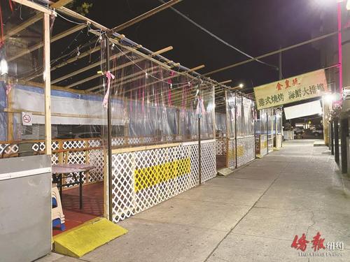 中國(guó)僑網(wǎng)橙色區(qū)域的布魯克林八大道華社中餐館再受打擊,生意一落千丈。(美國(guó)《僑報(bào)》/崔國(guó)萁 攝)