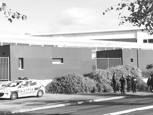 中國僑網(wǎng)圖說:5日,弗雷納鎮(zhèn)警察設(shè)卡抽檢來往車輛。 姚蒙 攝