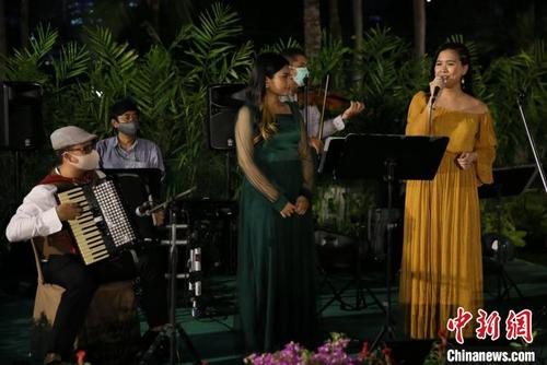 中國僑網(wǎng)啟動儀式上的“草坪音樂會” 王國安 攝