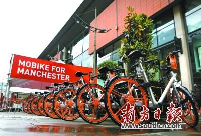 中國僑網(wǎng)資料圖片:中國共享單車進軍英國曼徹斯特。 新華社發(fā)