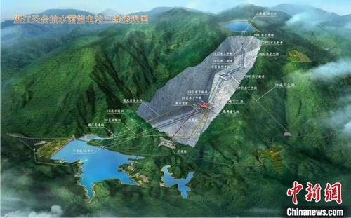 中國僑網(wǎng)浙江天臺抽水蓄能電站三維透視圖 天臺縣發(fā)展和改革局供圖