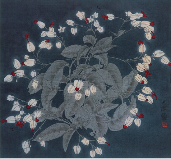 中國僑網(wǎng)靜夜詩詠(33cm*30cm 絹本設(shè)色)-梁潔雯(中國澳門)-2013