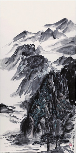 中國(guó)僑網(wǎng)山巒(138cm*68cm紙本水墨)-吳冰(中國(guó)大陸)-2013