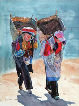 中國(guó)僑網(wǎng)合力建新房(45.8cm*61cm 紙本水彩)-司徒慧珠(加拿大)-2012