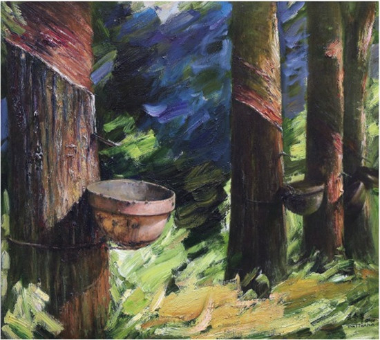 中國僑網(wǎng)汁——獻給我的祖國(95cm*105cm布面油彩)-吳令平(泰國)-2013