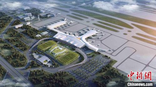 中國僑網(wǎng)擴建完成后的揭陽潮汕機場效果圖(無虛線標(biāo)識) 廣東機場集團供圖