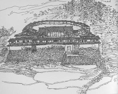 中國(guó)僑網(wǎng)王鵬飛寫生作品《尤溪臺(tái)溪茂荊堡》