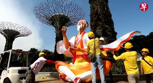 布置現(xiàn)場。(新加坡《聯(lián)合早報(bào)》)