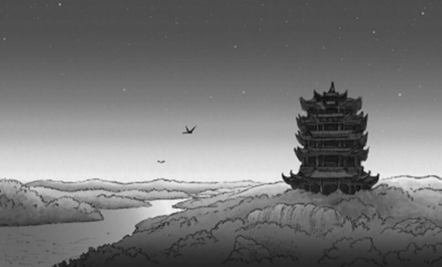 中國(guó)僑網(wǎng)《黃鶴樓》德文畫(huà)冊(cè)中的手繪圖。(周俊提供)