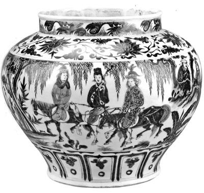 中國僑網(wǎng)元代景德窯青花“昭君出塞”罐