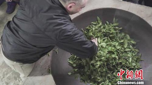 中國僑網(wǎng)美國人付德明體驗“殺青” 鐘欣 攝